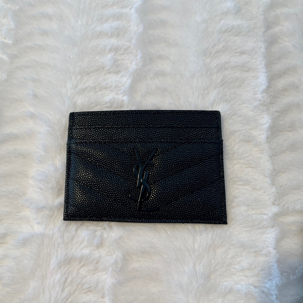 Saint Laurent Monogram (YSL) Leather Card Case Black
